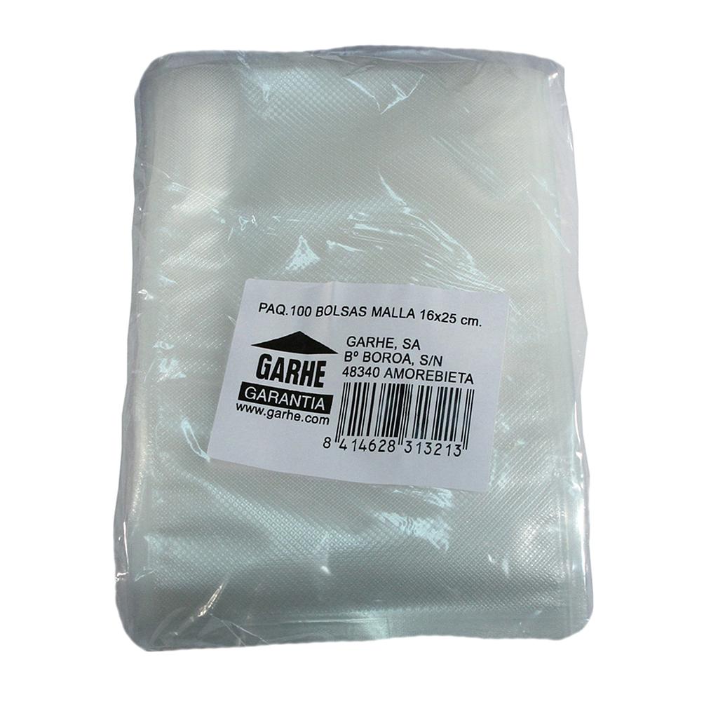 PAQUETE 100 BOLSAS MALLA 16x25 cm