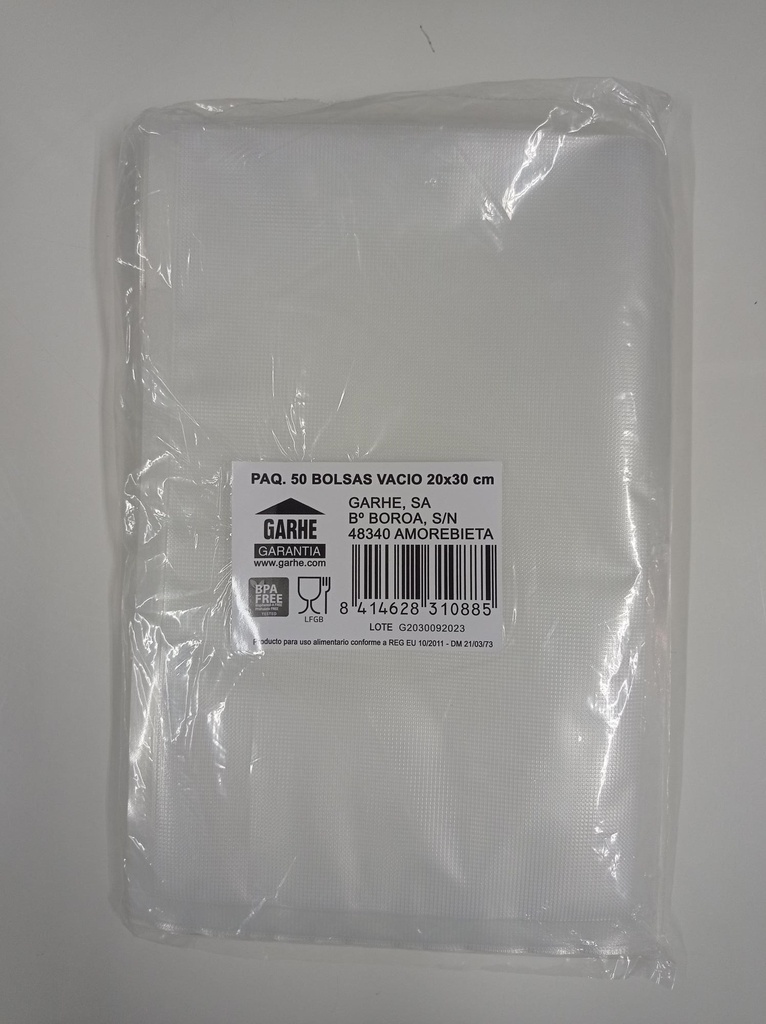PAQUETE 50 BOLSAS VACIO 20x30 cm